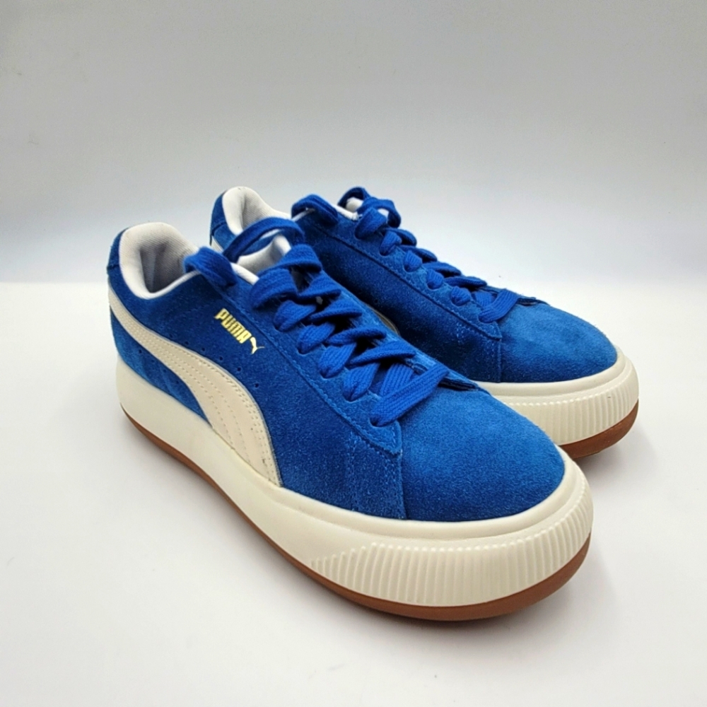 Puma Suede Mayu Up Perforated Platform  Womens Blue Sneakers Casual Shoes SZ 6.5